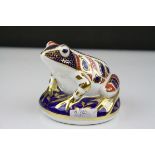 Royal Crown Derby Frog Paperweight with gold stopper, 7.5cms high