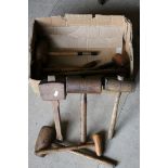 Collection of Wooden Mallets including Leather / Lead Shaped Heads