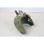 Replica Gilt and Patinated Bronze Thai Helmet, 26cms high