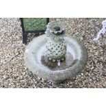 Garden Fountain - 60cms circular dish raised on pedestal with pineapple finial, approx. 66cms high