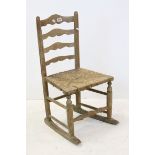Oak Ladder Back Rocking Chair with Rush Seat