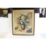 Oil Painting on Canvas of Still Life Flowers in a Vase signed Cassiman 49, 59cms x 49cms, framed