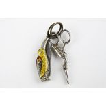 Pair of Miniature Scissors with a Heron design and a Miniature Penknife with Kingfisher design