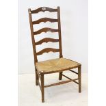 Oak Ladder Back Low Chair with Rush Seat