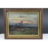 Oil on Panel Country Scene at Sunset inscribed to verso ' Near Well Hall, Eltham '
