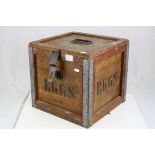 Early to Mid 20th century Wooden ' Eggs ' Transportation Box, 36cms wide x 35cms high