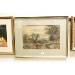 19th / Early 20th century Landscape Watercolours with Figures and Cattle, 28cms x 43cms, framed