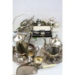 Collection of Silver Plate including Swing Handled Bowls, Tea Service, etc