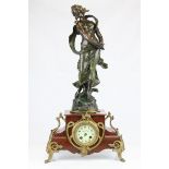 Late 19th / Early 20thC French Clock surmounted by a Bronzed Spelter Figure of a Maiden with