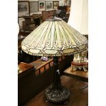 Art Nouveau Style Table Lamp, the metal base in the form of a Tree with a Large Tiffany Style Shade,