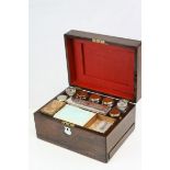 Victorian Rosewood Dressing Box, the hinged lid opening to reveal Silver Plated Fittings, with