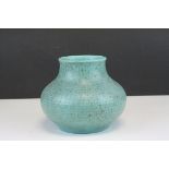 Royal Lancastrian Ribbed Ceramic Green Glazed Vase, impressed E.T.R to base, 15cms high