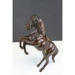 Leather Covered Model of a Rearing Horse, 40cms high