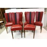 Set of Six French ' Stella ' High Back Red and Black Leatherette Upholstered Dining Chairs