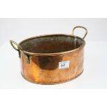 Copper Oval Planter with Twin Brass Handles, 31cms long