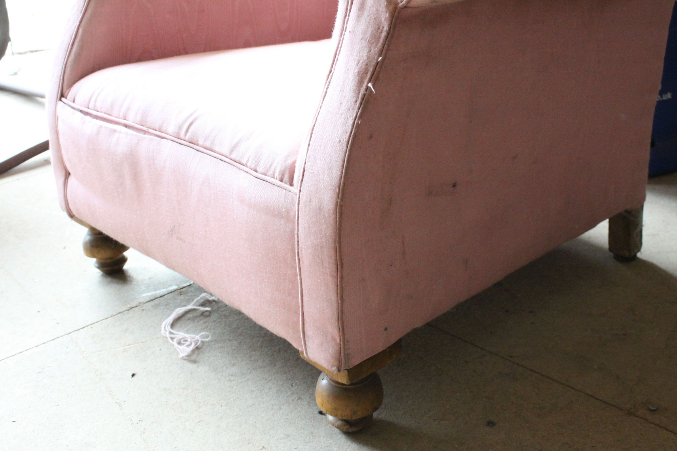 Early 20th century Low Armchair upholstered in Pink Fabric, 72cms high - Image 2 of 2