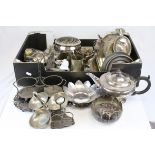 A quantity of silver plate to include rose bowls baskets, cruets etc.