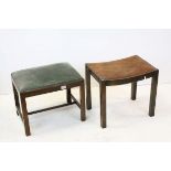 19th century Mahogany Dressing Stool with upholstered drop-in seat, 53cms long together with another