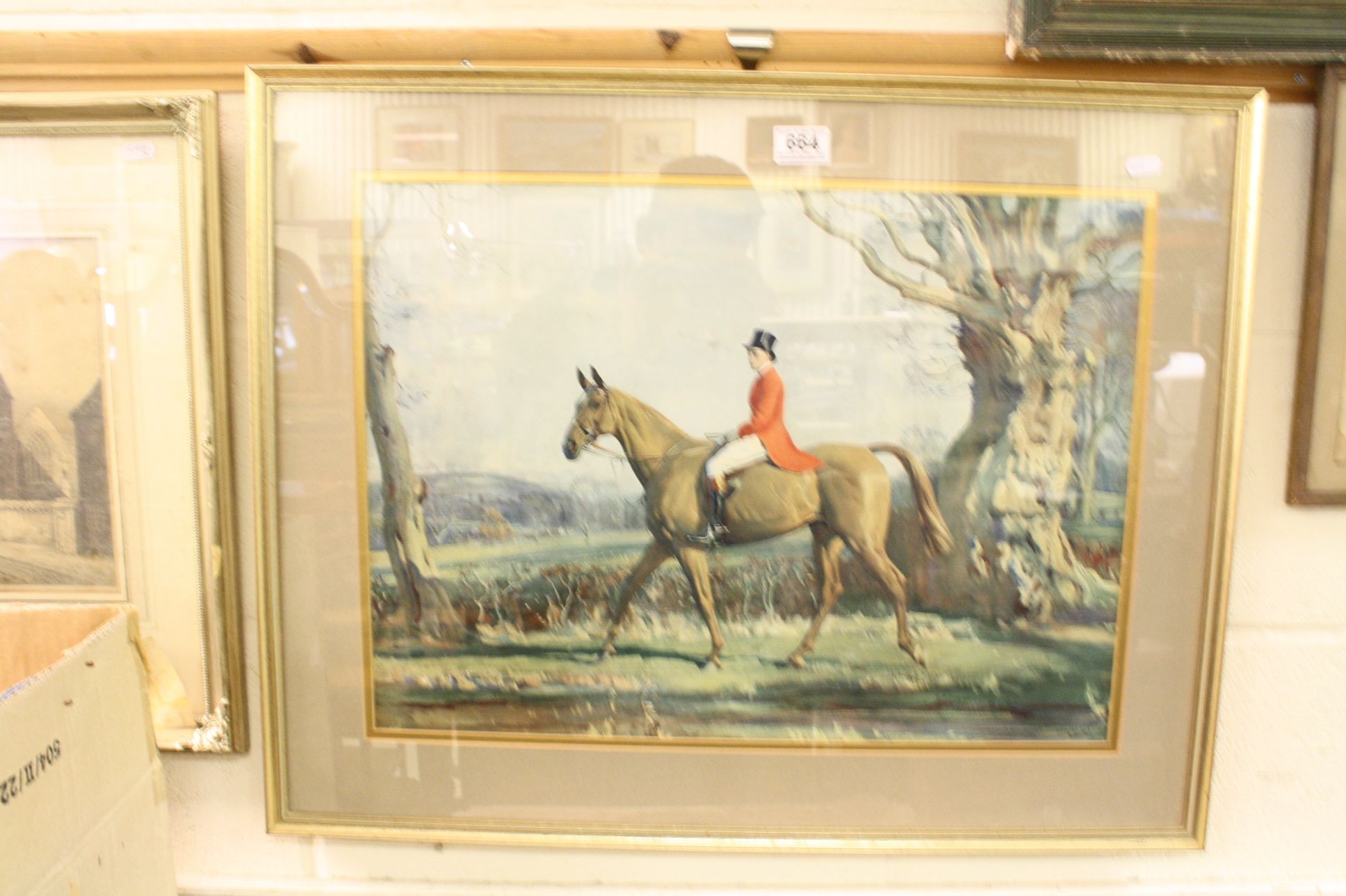 Alfred J Munnings Print of the Prince of Wales / Huntsman in Red Jacket on Horseback (originally