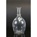 19th century French Magnum or Cider Carafe of Mallet Shape with a single ring neck, 29cms high