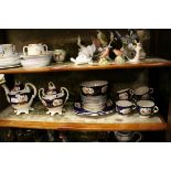19th century Welsh Gaudy Part Tea Service including Tea Pot, Lidded Sugar Bowl, Slop Bowl, Six Cups,