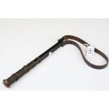 Early 20th century Hardwood Fishing Priest with Wire Woven Shaft and leather carrying handle,