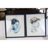 Jesse Leroy Smith (20th century), Pair of Watercolours both titled ' Head Study ', signed and