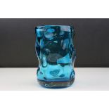 Whitefriars Knobbly Glass Vase in Kingfisher Blue, 17cms high