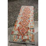 Hand Knotted Woolen Chobi Kilim, 250cms x 80cms