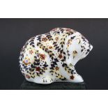Royal Crown Derby Rocky Mountain Bear Paperweight with silver stopper, 9cms high