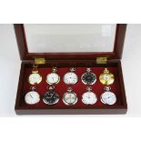 Cased Collection of Ten Pocket Watches