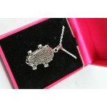 unusual Coffin and Skeleton Pendant Necklace on Silver Chain