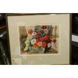 Francis Edward James 1849 - 1920 watercolour still life of flowers gallery label verso 30 x 40 cm.