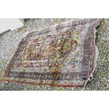 Silk Rug / Wall Hanging depicting Figures and Animals around a Buddha135cms x 180cms