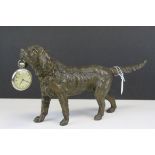 Spelter Pocket Watch Holder in the form of a Standing Gun Dog, with pocket watch, 34cms long