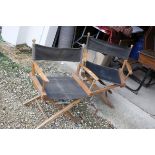 Pair of Oak and Canvas Director's Style Chairs