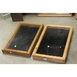 Two Pine Table Top Display Cases with glazed lids, 61cms x 40cms