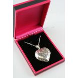 Silver Heart Photograph Locket Pendant Necklace on Silver Chain