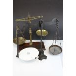 Cast Iron Balance Scales with Ceramic Pan together with Brass Balance Scales