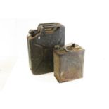 World War II Military Jerry Can dated 1945 together with a Shell Fuel Can