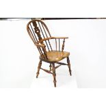 19th century Elm and Yew Wood Small / Child's Hoop Back Windsor Elbow Chair, 80cms high