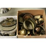 Two Boxes of Mixed Brassware and Metalware including Indian