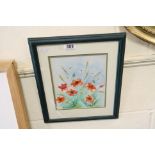 Framed and Glazed Original Watercolour ' Poppies ' by Carolyn Knight