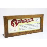 Oak Framed Amusement Arcade ' Pin Up Girl ' Sign, 36cms x 16cms