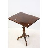 Early 19th century Mahogany Tilt Top Pedestal Table raised on three splay legs, 57cms long x 69cms