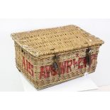 Wicker Linen Basket with Lid and Leather Straps, 69cms long x 33cms high