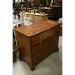 Early 19th century Mahogany Chest of Three Long Drawers raised on Bracket Feet, 107cms long x