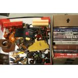 Pipes - Large Collection of mainly Wooden Smoking Pipes and Stands together with a Box of Books