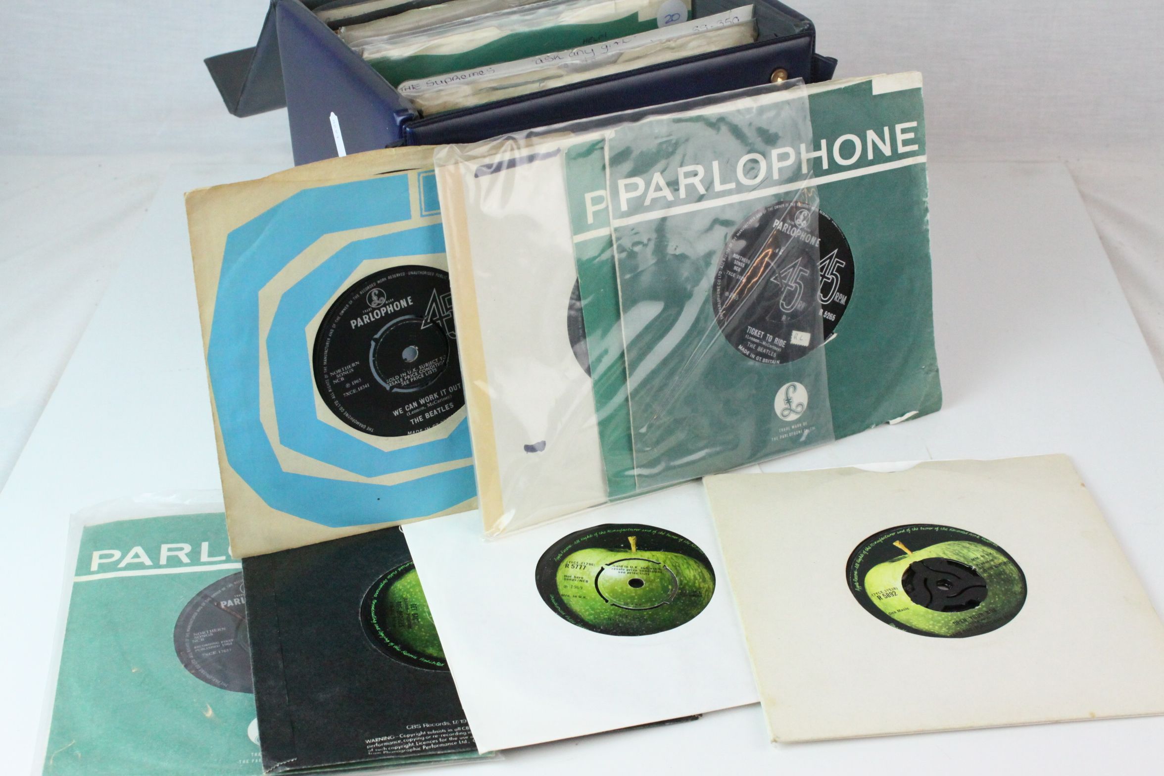 Vinyl - Approximately 40 The Beatles and related 45s, many with company sleeves, condition varies