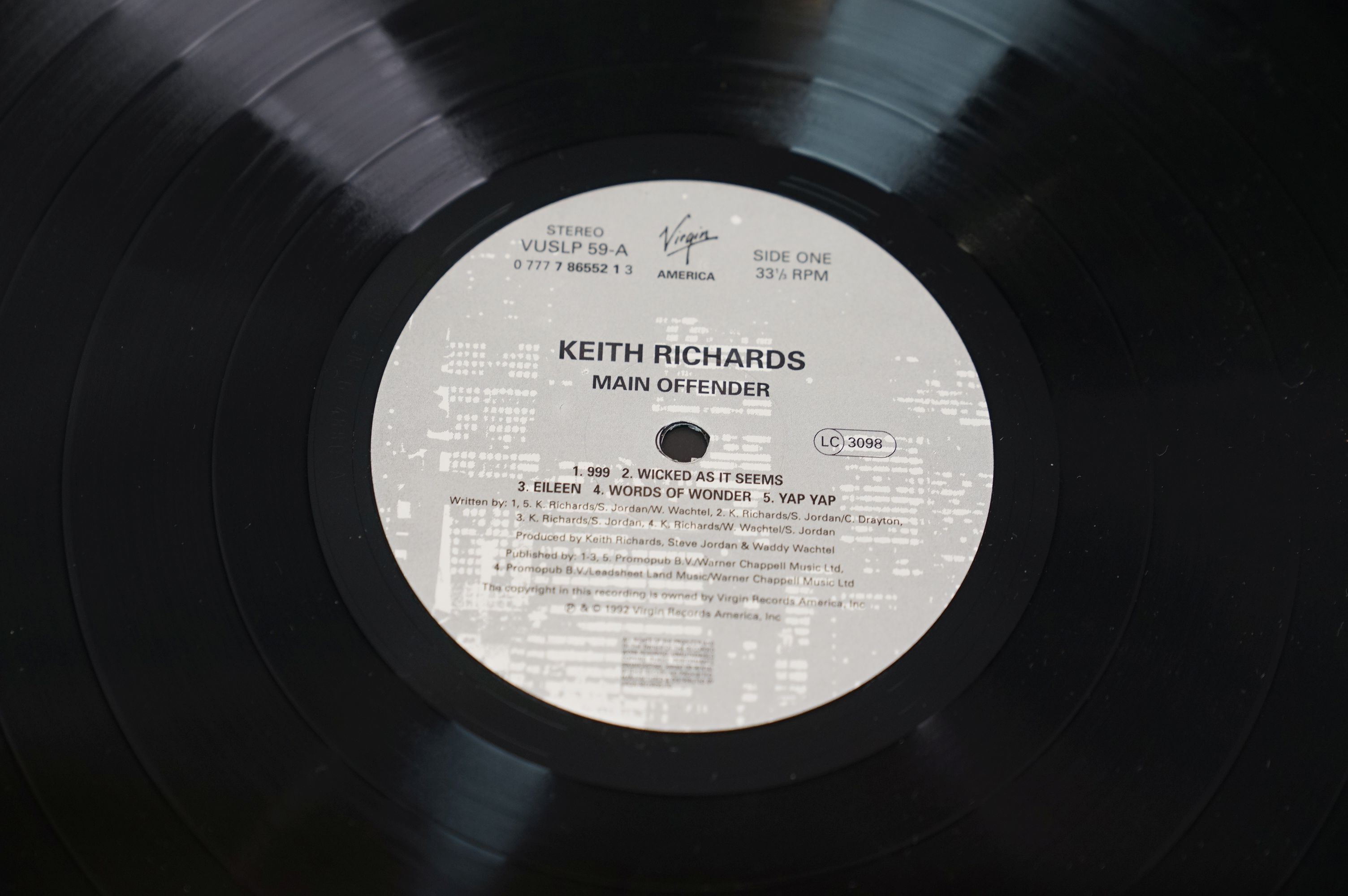 Vinyl - Keith Richards Main Offender LP on Virgin VUSLP 59 with inner, excellent - Image 7 of 8